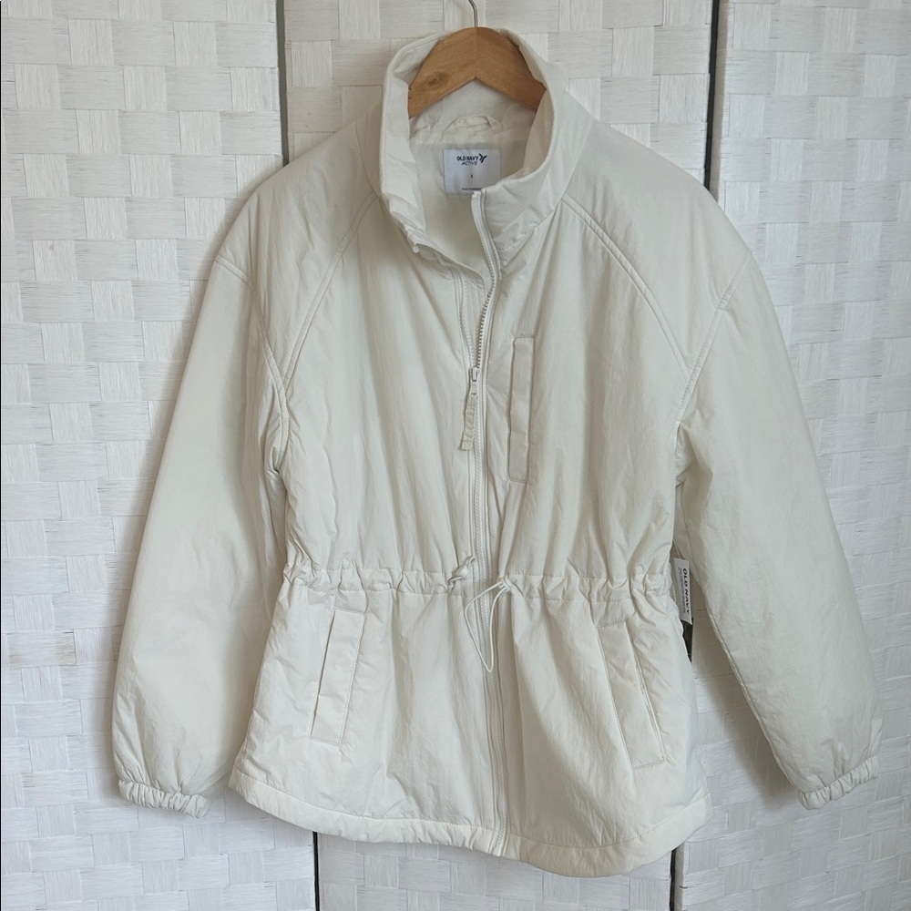 Old Navy Cream Drawstring-Waist Puffer Jacket